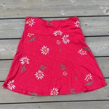Toad & Co. size S Chaka Cotton Blend Daisy Floral Red Mini Skirt 