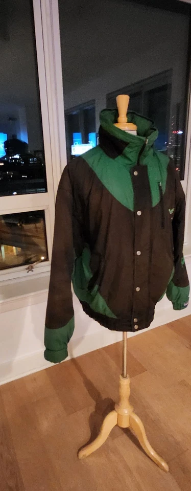 CHAQUETA ACOLCHADA DE GANSO TRIPLE GRASA PHILADELPHIA EAGLES DE COLECCIÓN CAPUCHA GRANDE AÑOS 90 CREMALLERA VERDE Foto 4 de 4