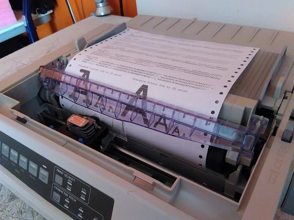 Oki Microline 320 Turbo 9-Pin D22800A Dot Matrix USB Printer NO Top Cover - Image 3 of 4