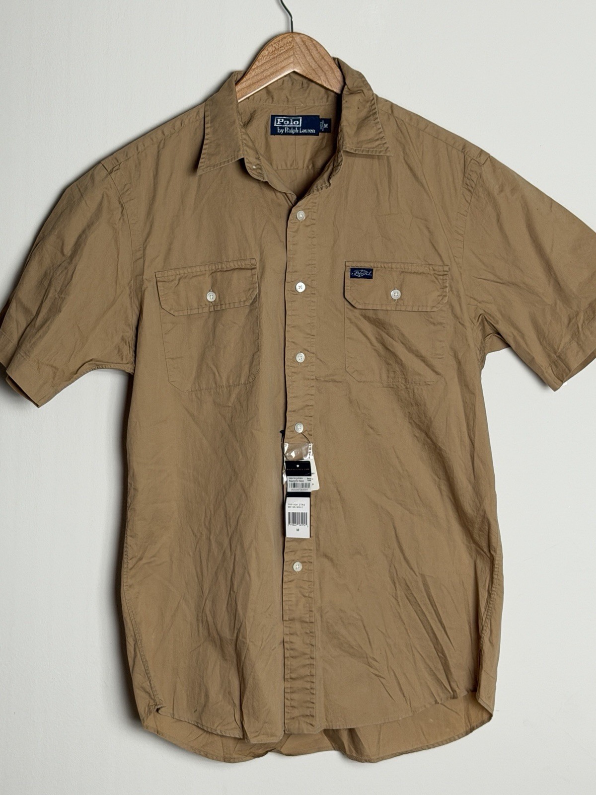 NWT Polo Ralph Lauren Safari Shirt Mens Medium M Tan Khaki Double Pocket Vintage