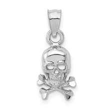 14k White Gold Skull and Crossbones Pendant Perfect Gift for Her