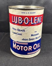 1960s Full Composite Luv-o-lene Motor Oil 1 Qt Can
