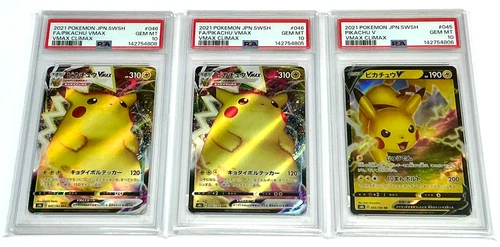 New ListingPSA 10 PIKACHU V & VMAX SET of 3 2021 Pokemon JP S8b VMAX CLIMAX 045 046 GEM MT