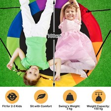Flying Saucer Tree Swing Giant 100cm Round Swing w/ Steel Frame