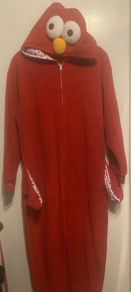 Traje Disfraz Elmo Union Mono de felpa con capucha Estampado de corazón rojo Talla Mediana Foto 2 de 4