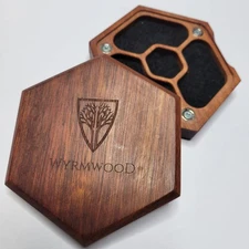 Wyrmwood Gaming Walnut Hexagon Magnetic Dice Vault/Box D&D Tabletop Gaming