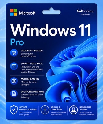 Microsoft Windows 11 Pro | Vollversion | Original | Sofortversand | DE-Support