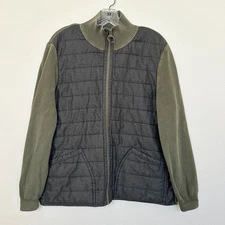 Barbour Willow Knit Quilted Sweater Jacket Olive Green Full Zip Army Women's 12