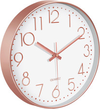 Silent Wall Clocks Battery Operated 8 Inch, Analog Wall Clock with Oversized Num