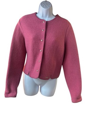 Geiger Boiled Wool Jacket Pink Austrian Loden Button Front Blazer Sz 42 READ