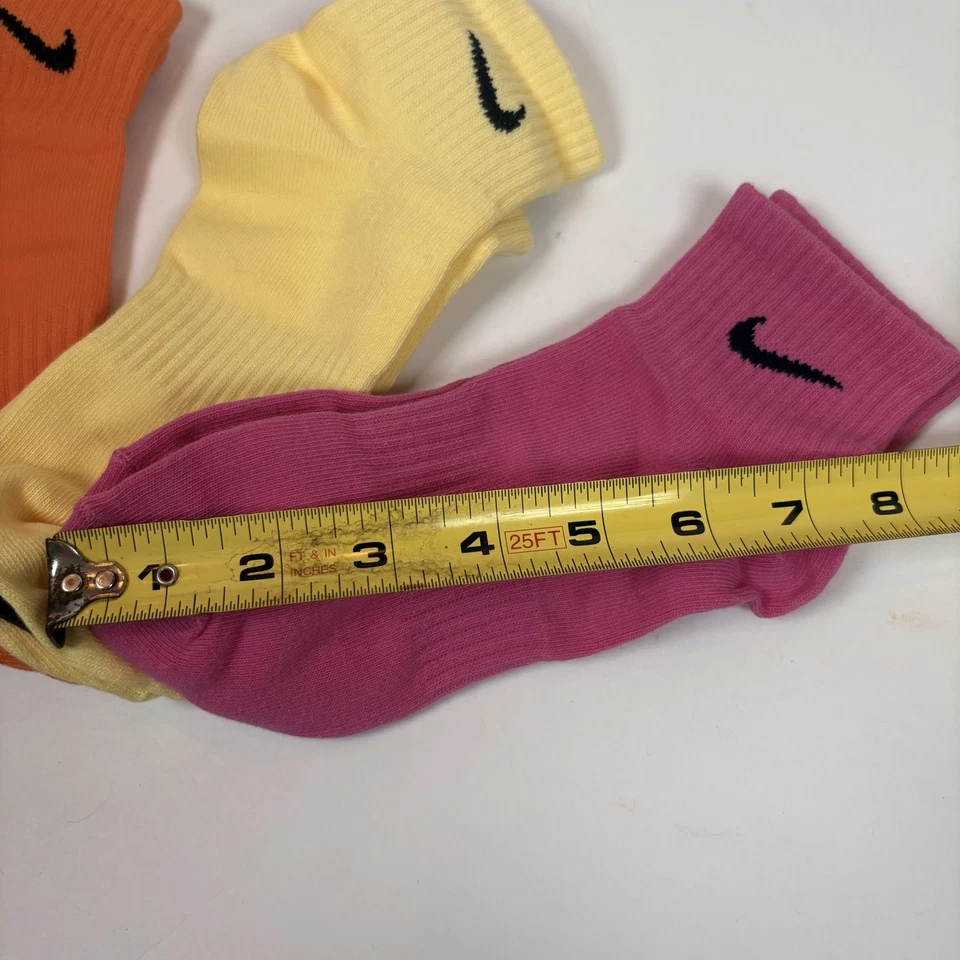 Lote de 6 pares de calcetines Nike blanco cojín extra rosa naranja amarillo grande Foto 2 de 3