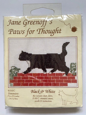 Neu Jane Greenoff's Pfoten für THOUGHT schwarz & weiß KATZE KREUZSTICH-SET 215/C