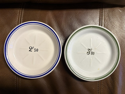 Set Of 2 Antique French Bistro Absinthe Coaster Tip Plates 5''