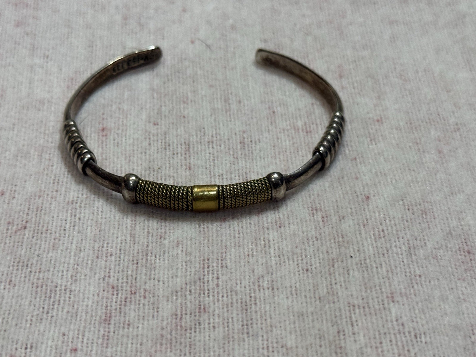 Vintage Taxco TV-153 Sterling Silver 925  Bracelet Cuff  Classic 2 Toned Unique