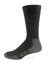 MUCK Boot Mens Merino Wool Lightweight Crew Socks 1 Pair Pack, Large, Black