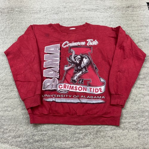 VTG Alabama Crimson Tide Sweatshirt Large Red White Big Logo Graphic Men 80s 90s