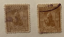 LOT DE 2 TIMBRES  / NICARAGUA / NEUF ET OBLITÉRÉ / 1899 / BON ETAT /