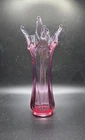 Fenton Glass Clear Pink Swung Vase 4 Fingers 8"