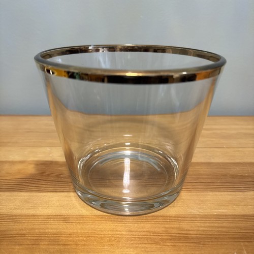 MCM Mid Century Modern Gold Rimmed Ice Bucket Jeannette Glass Culver Hazel Atlas - Picture 4 of 13
