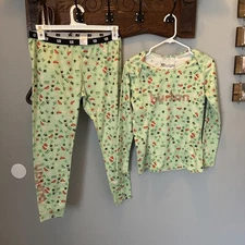 Burton Base Layer Set Womens Small Medium Green Skier Print Midweight Ski