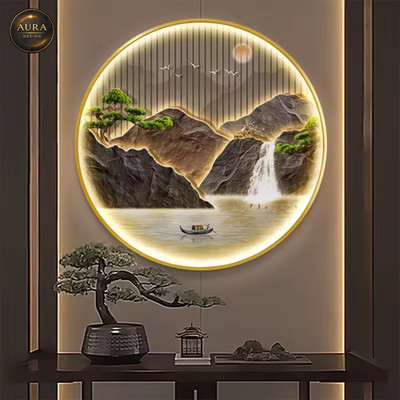 Modern LED Wall Lamp with Landscape Painting Light Living Room Hallway Home