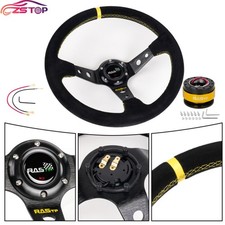 14 Suede Leather Deep Dish 93mm Drifting Racing Steering Wheel Quick Release 14 Suede Leather Deep Dish 93mm Drifting Racing Steering Wheel Quick Release
