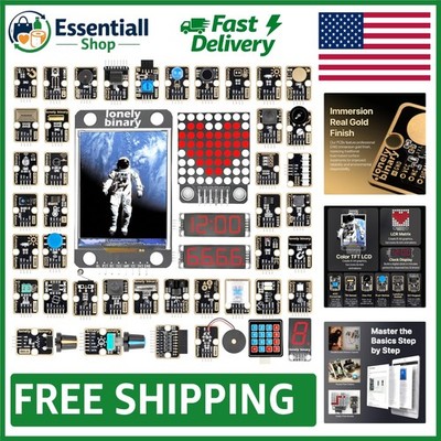 TinkerBlock 46-Piece Gold Edition Sensor Module Kit | Arduino & Raspberry Pi ...