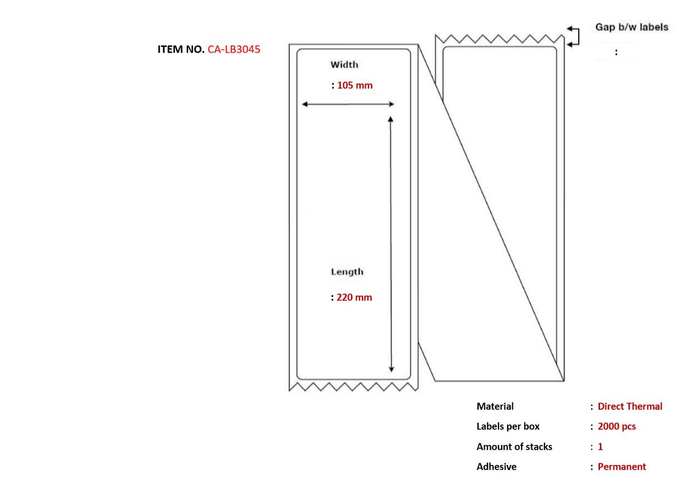 Capture CA-LB3045 Label 105 x 220. Core