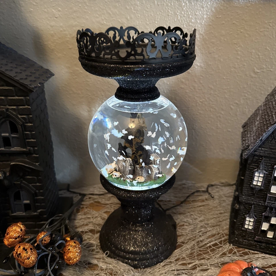 Bath & Body Works Halloween Cemetery Water Globe Light Up Ghost Candle Holder - Image 4 of 4