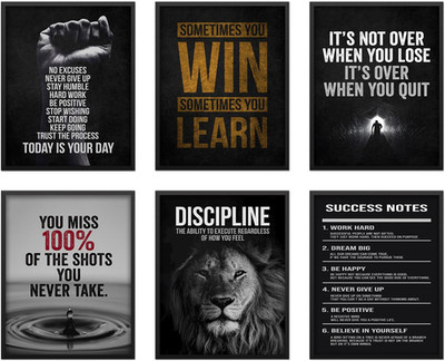 6 Pcs Motivational Wall Art Inspirational Entrepreneur Success Quotes Canvas Pic