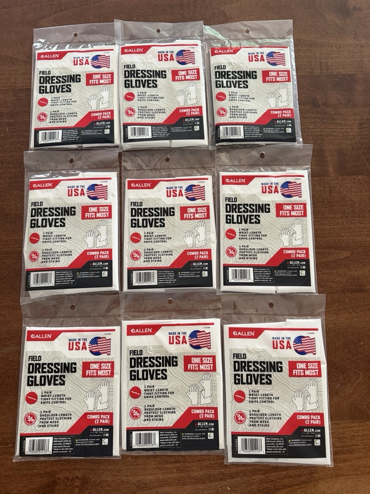 Allen Field Dressing Gloves Combo Pack White Plastic One Size Shoulder Wrist 9x
Opens in a new windo