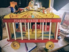 Fisher-Price Circus 1962 Wooden Toy Wagon for Ages 4-7