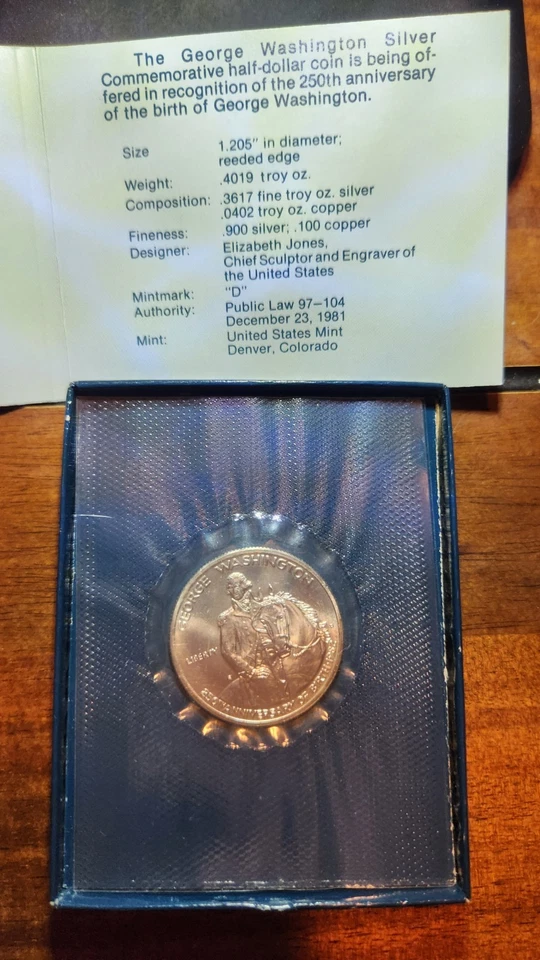 1982 George Washington Commemorative Uncirculated Silver Half Dollar  - Image 2 of 4