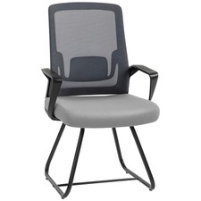 HOMCOM Desk Chair No Wheels, Meeting Chair with Mesh Back for Waiting Room