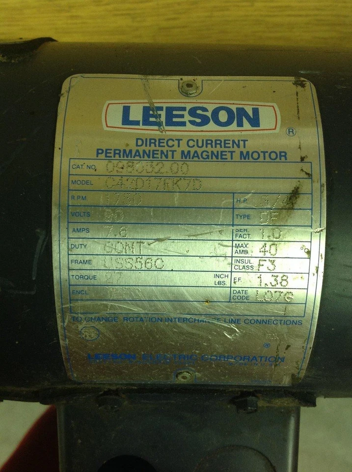 Leeson 98032 DC Motor, 0.75HP Frame USS56C W/Liberty Process Pump  - Image 3 of 3