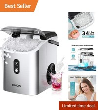 Luxury Nugget Ice Maker – Portable with Basket, 34lbs Daily, Auto-Clean Feature