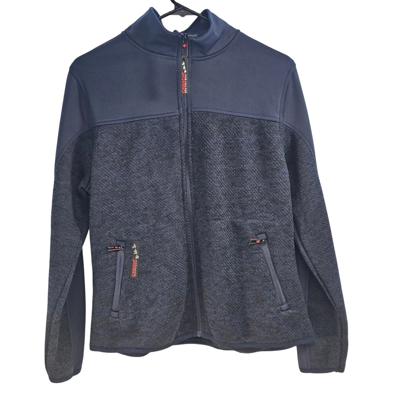 Canada Weathergear Women's Full Zip Fleece Jacket Blue Textured L G