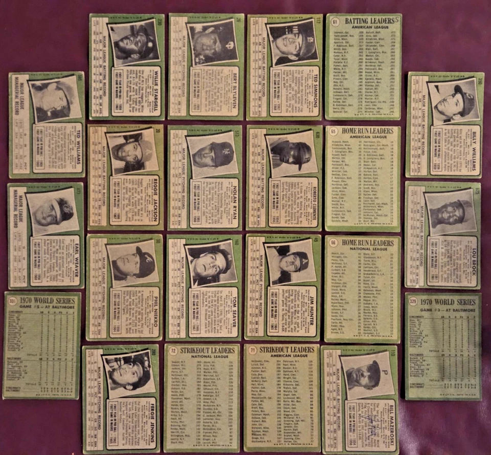 Lote 1971 Topps Salón de la fama (22) Ryan Clemente Jackson Seaver Blyleven RC Yaz ¡Más! L/M Foto 2 de 2