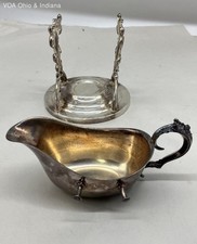 Lot de 2 pièces vintage FB Rogers plaque argentée inclinable sauce avec support orné