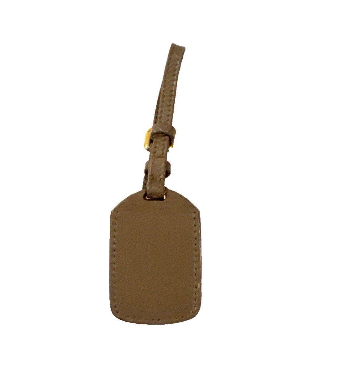 専用　　 IDタグ★vintage／USA Prada Brown Leather Luggage ID Identity Tag Gold Metal Buckle for