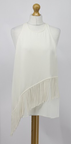 ELIZABETH AND JAMES NELISSA FRINGED SILK TOP WOMENS IVORY RRP £260 AD - 第 1/10 張圖片