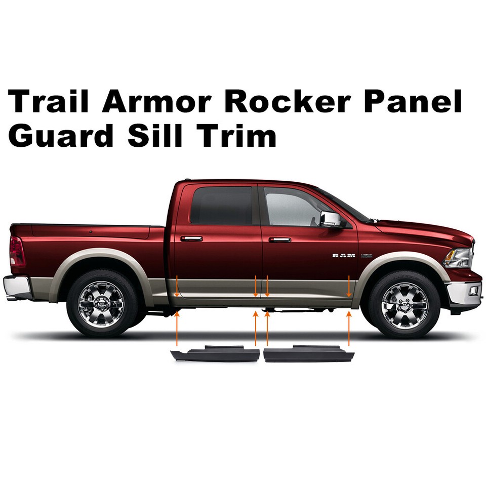 Black Rocker Panel Sill Plate Cover For 2009-2018 Dodge Ram Crew Cab - Left & Right 10 thumbnail image