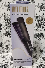 Hot Tools Pro Signature STEAM STYLER 1 1/2" Charcoal Ceramic Plates All Hair NEW
