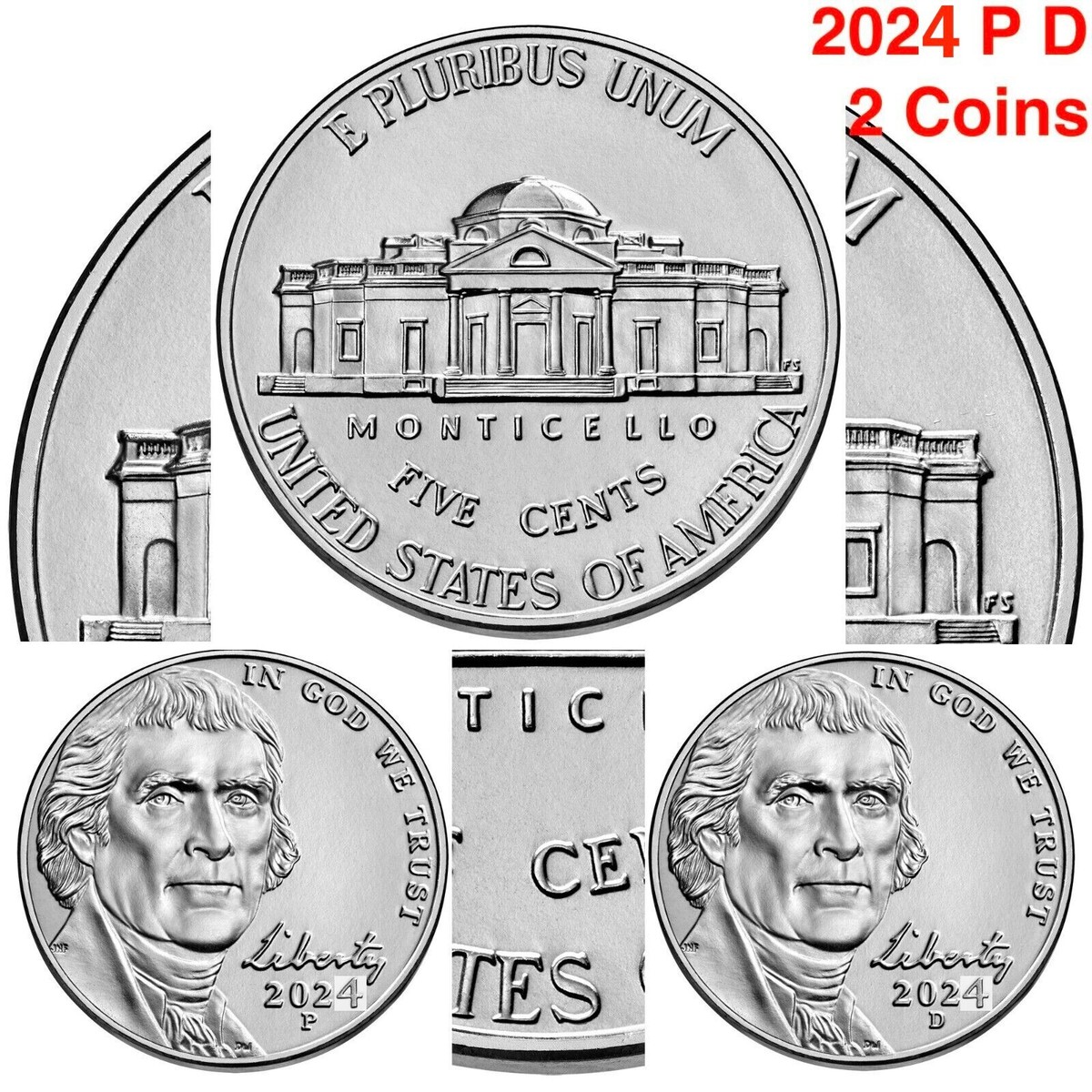 2024 P D Jefferson Nickel US Mint Uncirculated via PD BANK ROLL