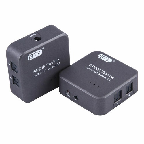 Optical Audio Digital SPDIF Toslink Splitter 1 to 3 Output For 5.1 Speaker DVD - Picture 2 of 6