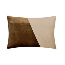 Brown Decorative Lumbar Pillow Cover, 12"x16" Velvet Cushion-Velutinous Brown
