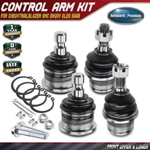 4pcs Front  Upper & Lower Ball Joints for Chevy Trailblazer GMC Envoy 2002-2009
