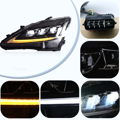 VLAND Clear LED Headlights + Red Tail Lights For Lexus IS250 350 ISF 2006-2013 - Picture 4 of 15