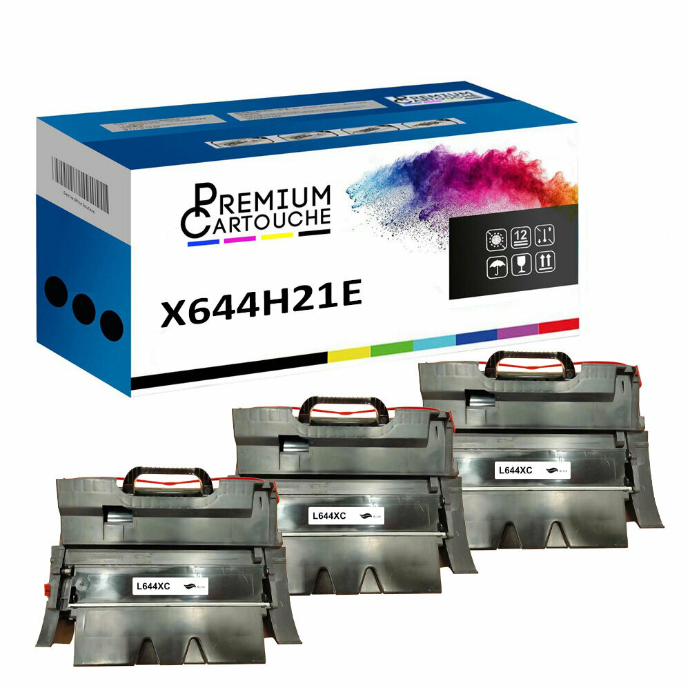 Toner X644H11E compatible noir 3 cartouches encre laser pour imprimantes