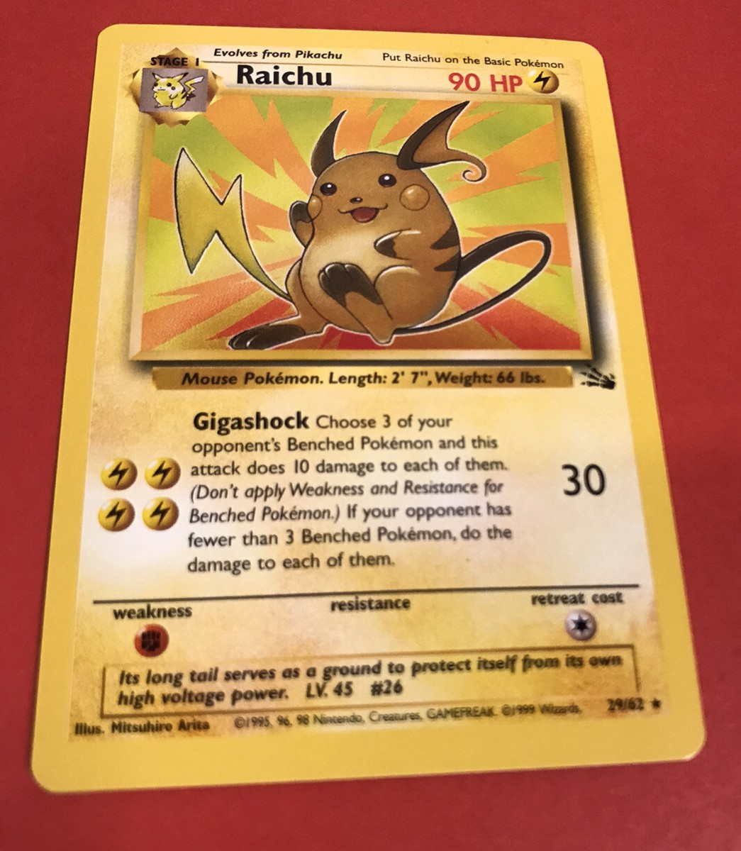 1995 raichu pokemon card value 29/62 Wizards of the Coast Fossil Rare #29 Trading Card If heads Raichu [1st Edition] #29 Prices